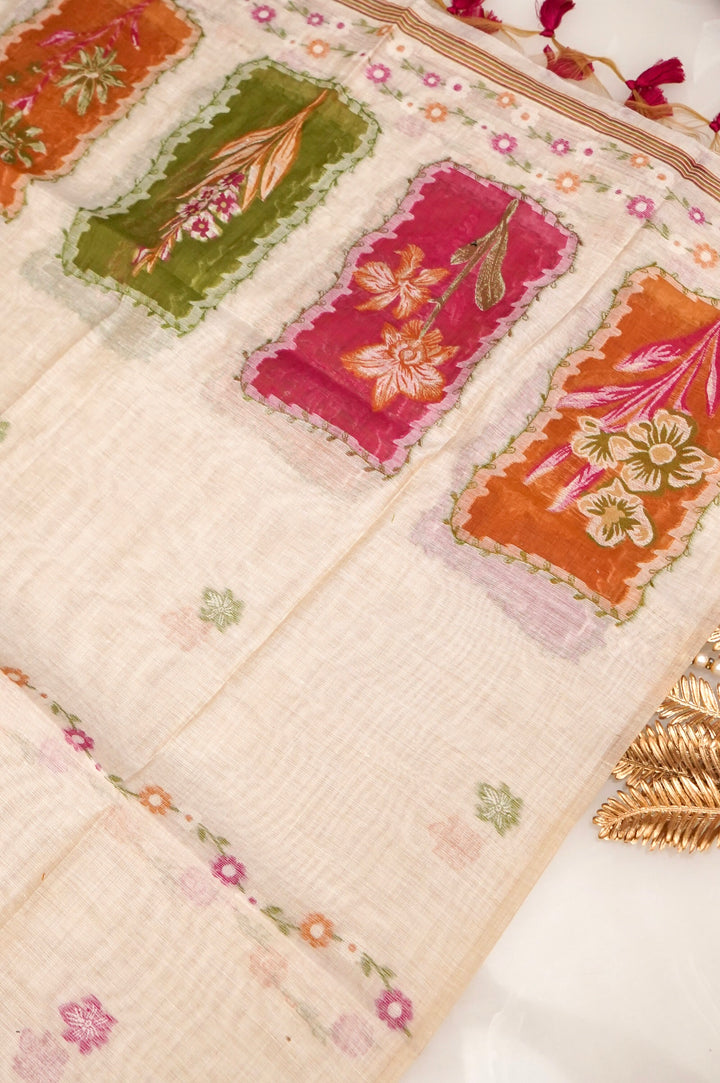 Royal Cream Meenakari Traditional Cotton Silk Suit Set