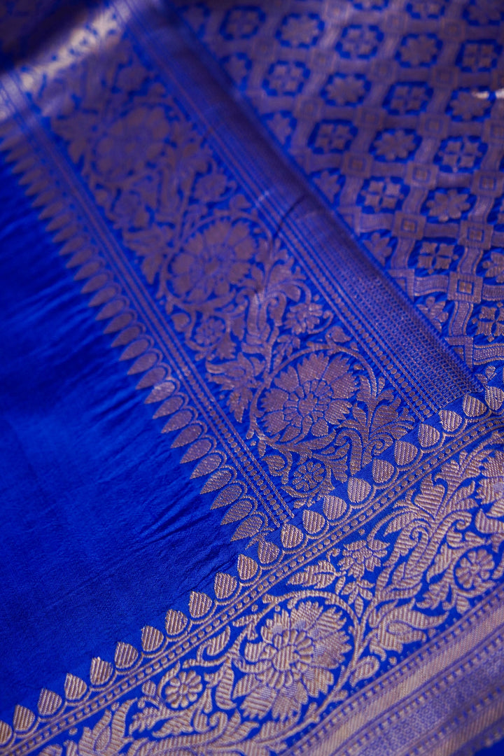 Royal Blue Chand Boora Sonakshi Sinha Inspired Banarasi Saree View 5
