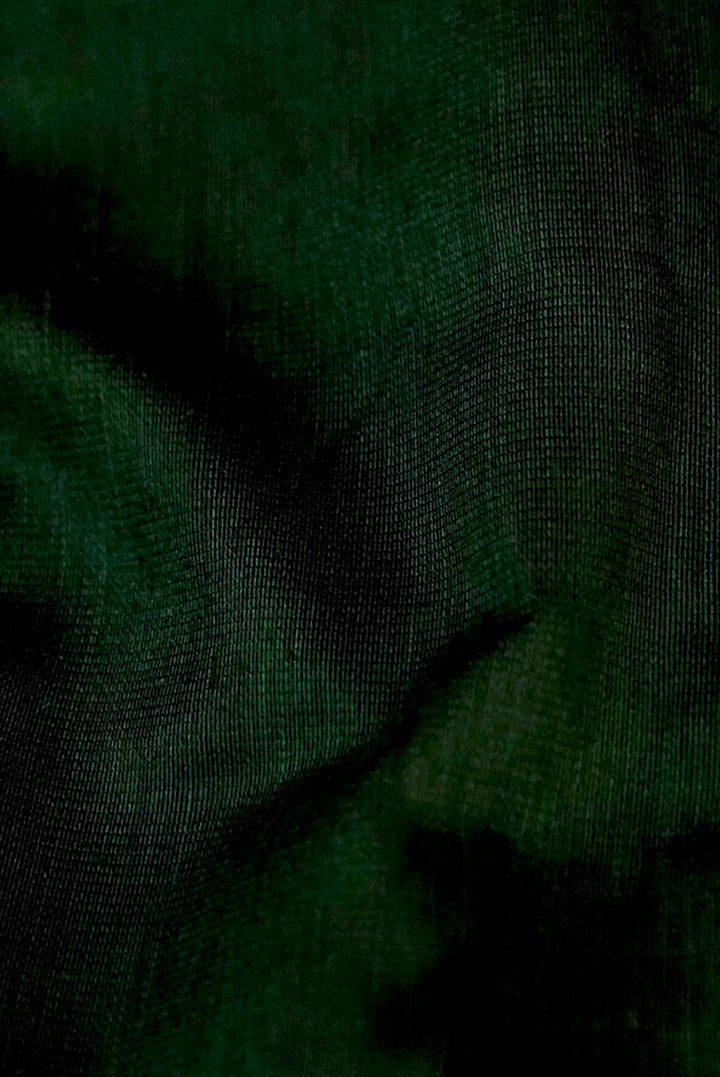 Dark Green “Shanti Mantra” Pure Chanderi Silk Suit with Scalloped Dupatta