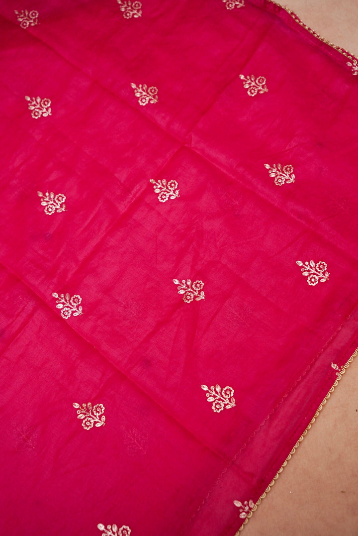 Pink Pure Mul Silk Suit with Zardozi Embroidery and Pitta Zari Dupatta