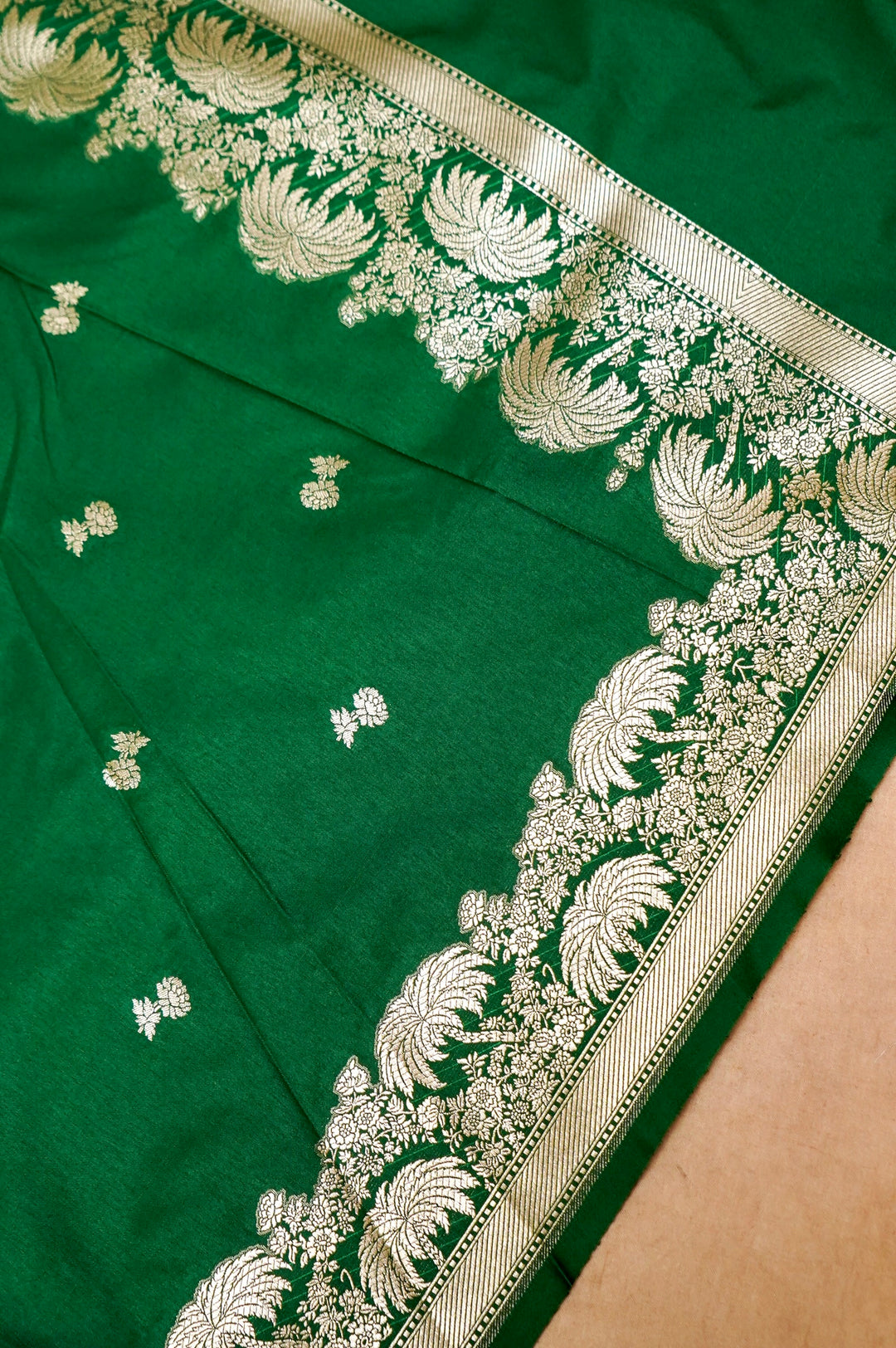 Green Raw Mango Brocade Silk Unstitched Suit Set View 6