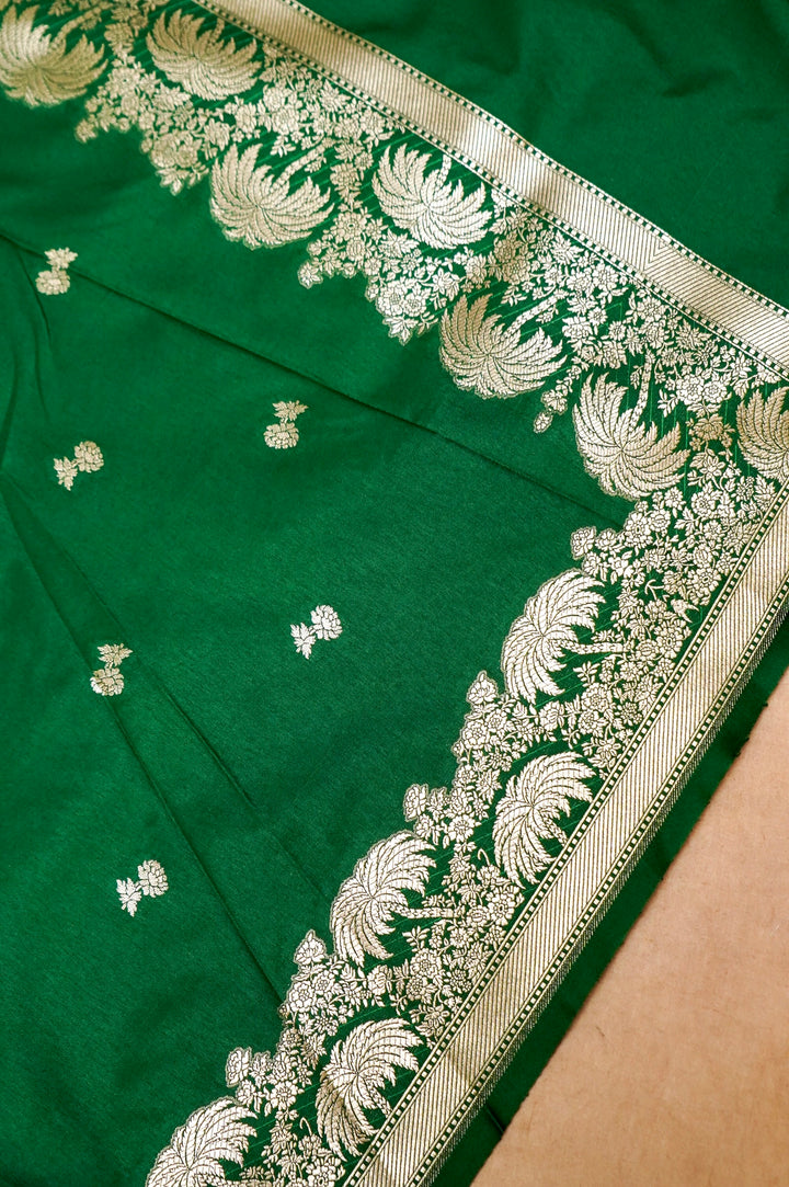 Green Raw Mango Brocade Silk Unstitched Suit Set View 6