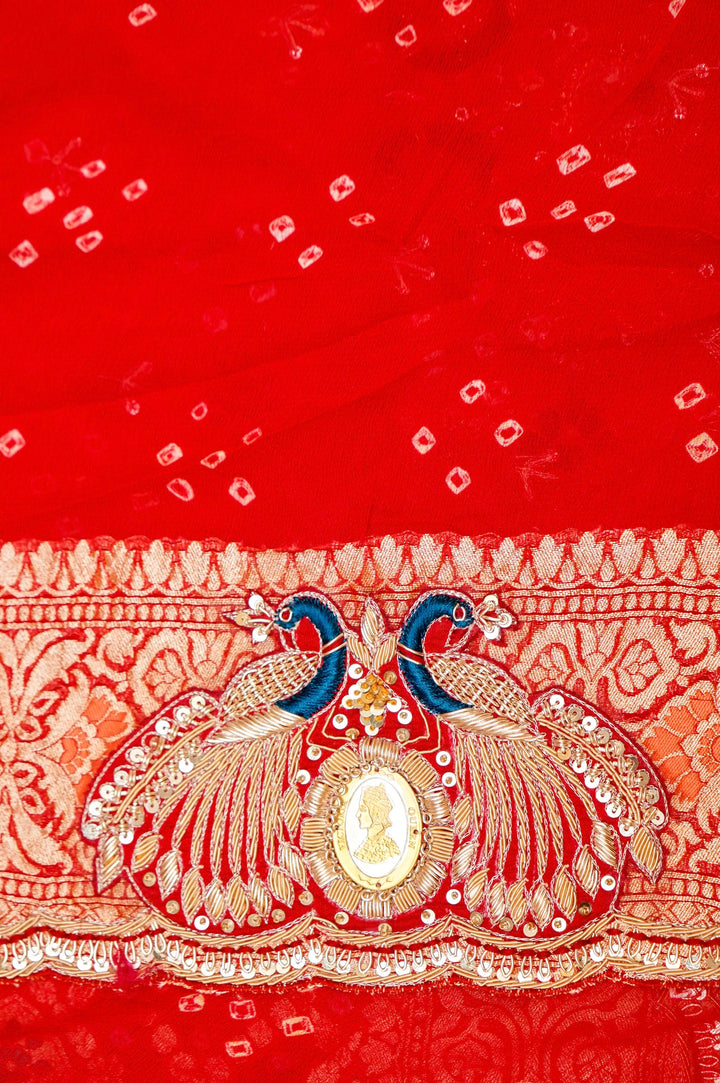 Victoria German Silver Coins Embellishment Handwoven Meenakari Pure Khaddi Bandhani Saree View 10