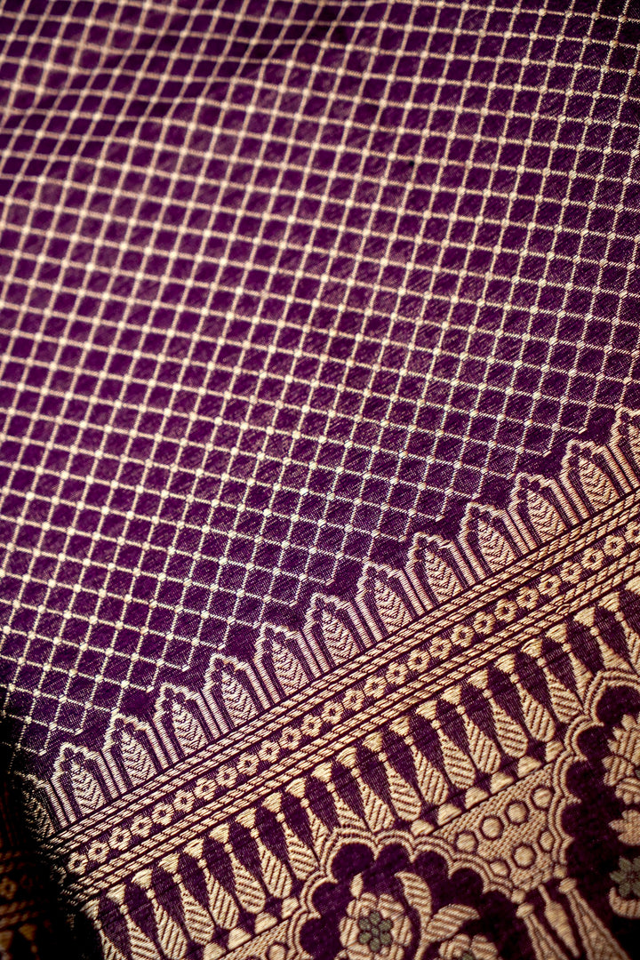 Dark Purple Modal Silk Co-Ord Set with Heritage Woven Design