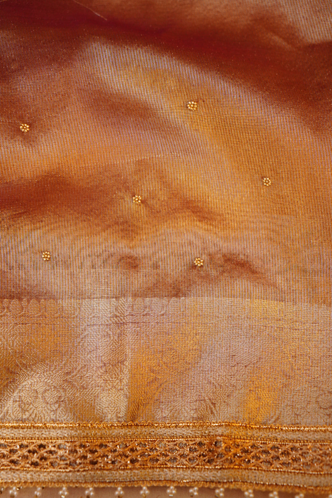 Rajvanshi Roop – Copper Gold Maharani Tissue Silk Saree