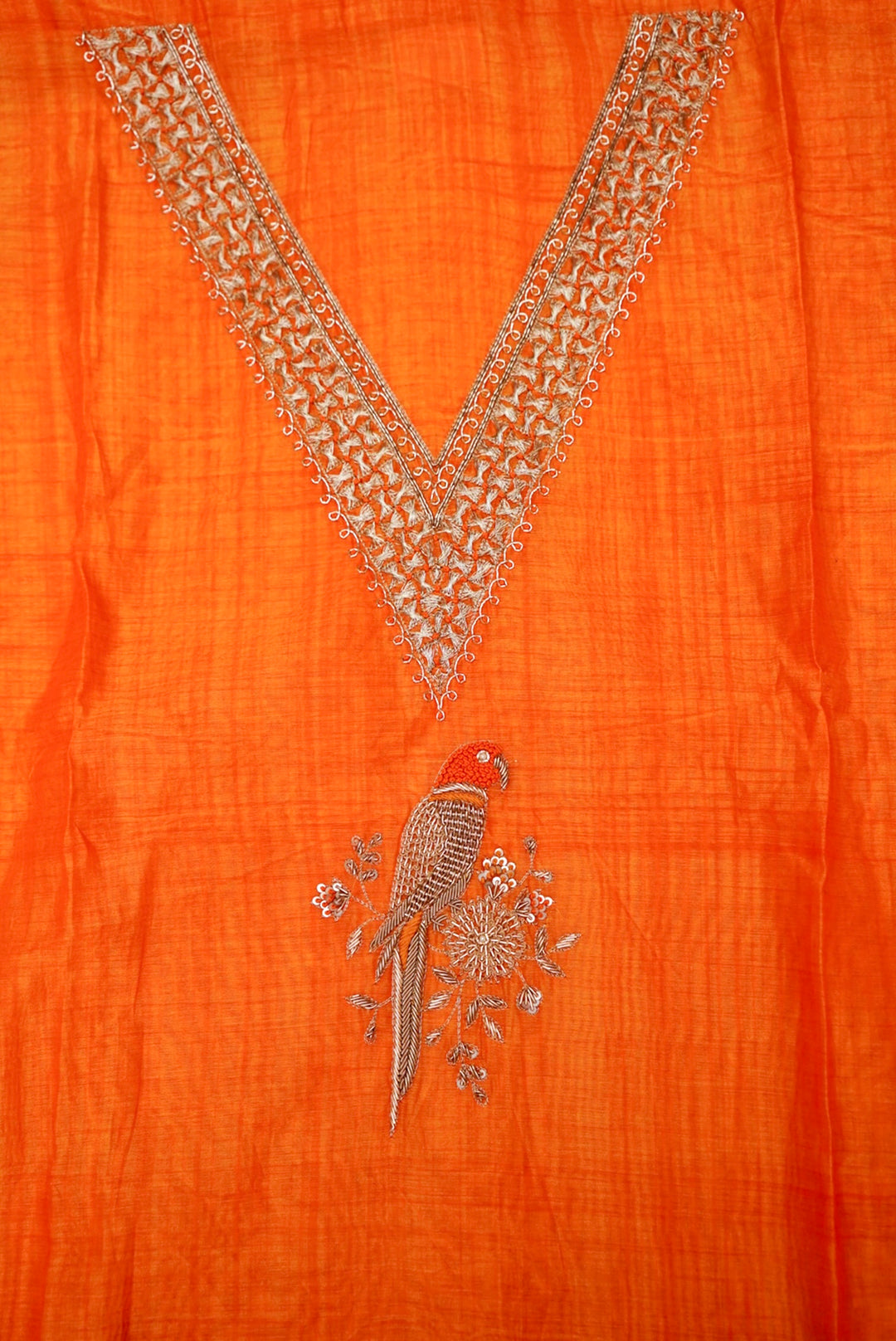Mustard Yellow Pure Chanderi Silk Suit with Zardozi and Gotta Lace Work
