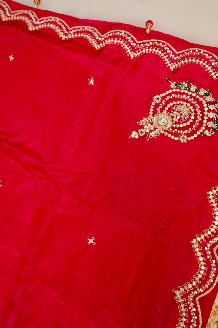 Elegant Red Organza Silk Saree with Hand Embroidered Border &amp; Designer Blouse