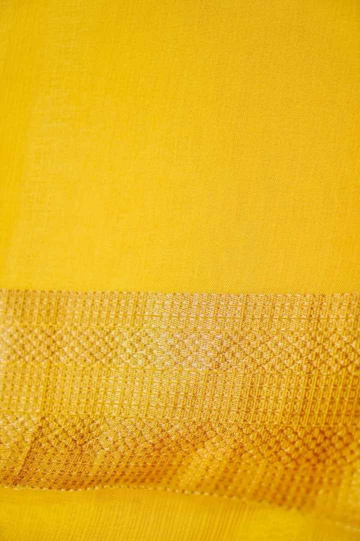 Sunlit Yellow Kota Check Saree Sona Rupa Zari Floral Motifs on Classic Checks