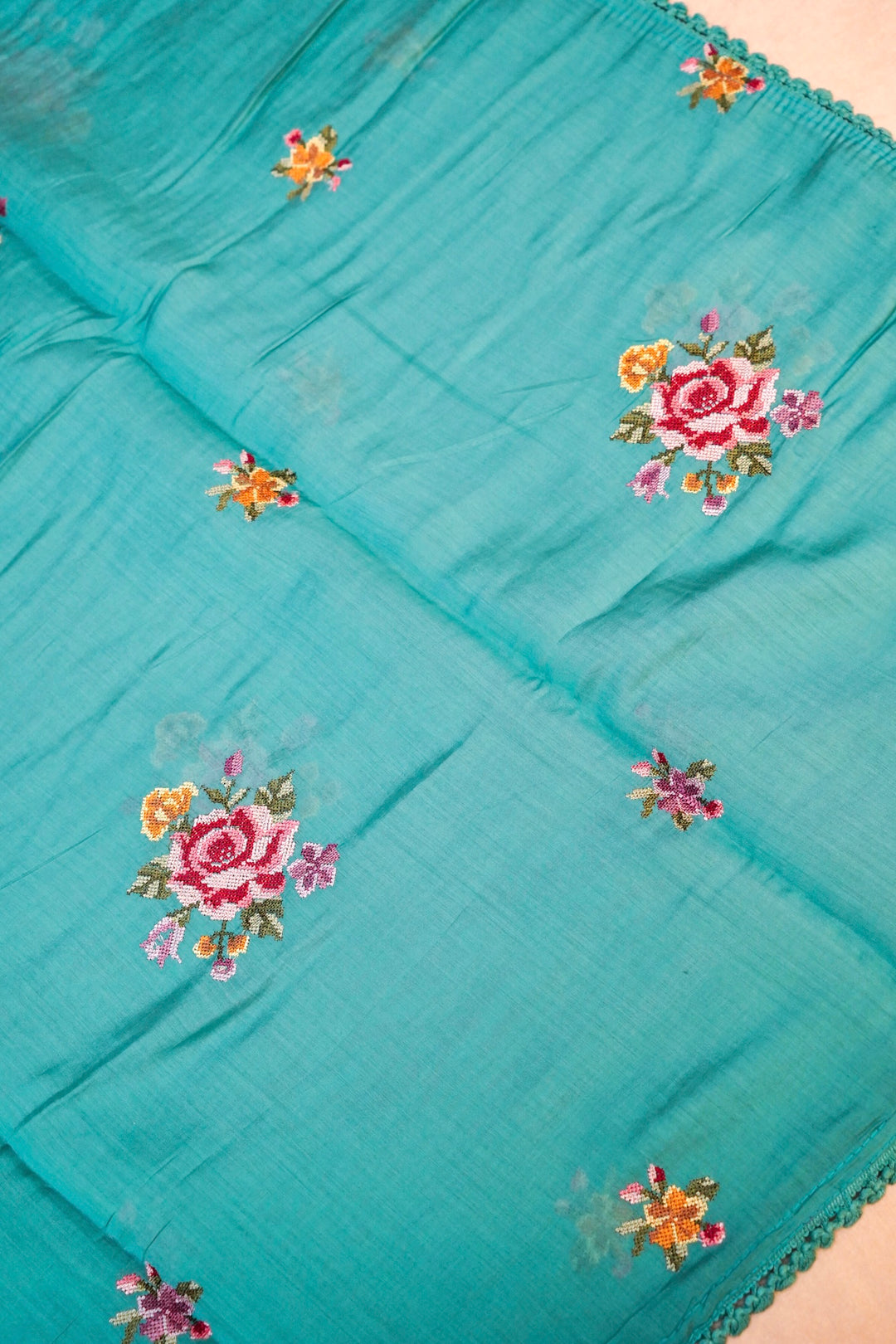 Sky Blue Banarasi Chanderi Silk Suit Set with Embroidery Work