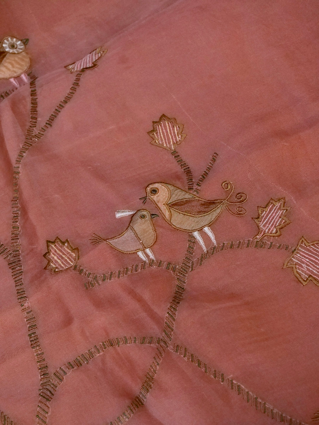 Handloom Mauve Pure Kora Suit with Tissue Appliqué Work View 8