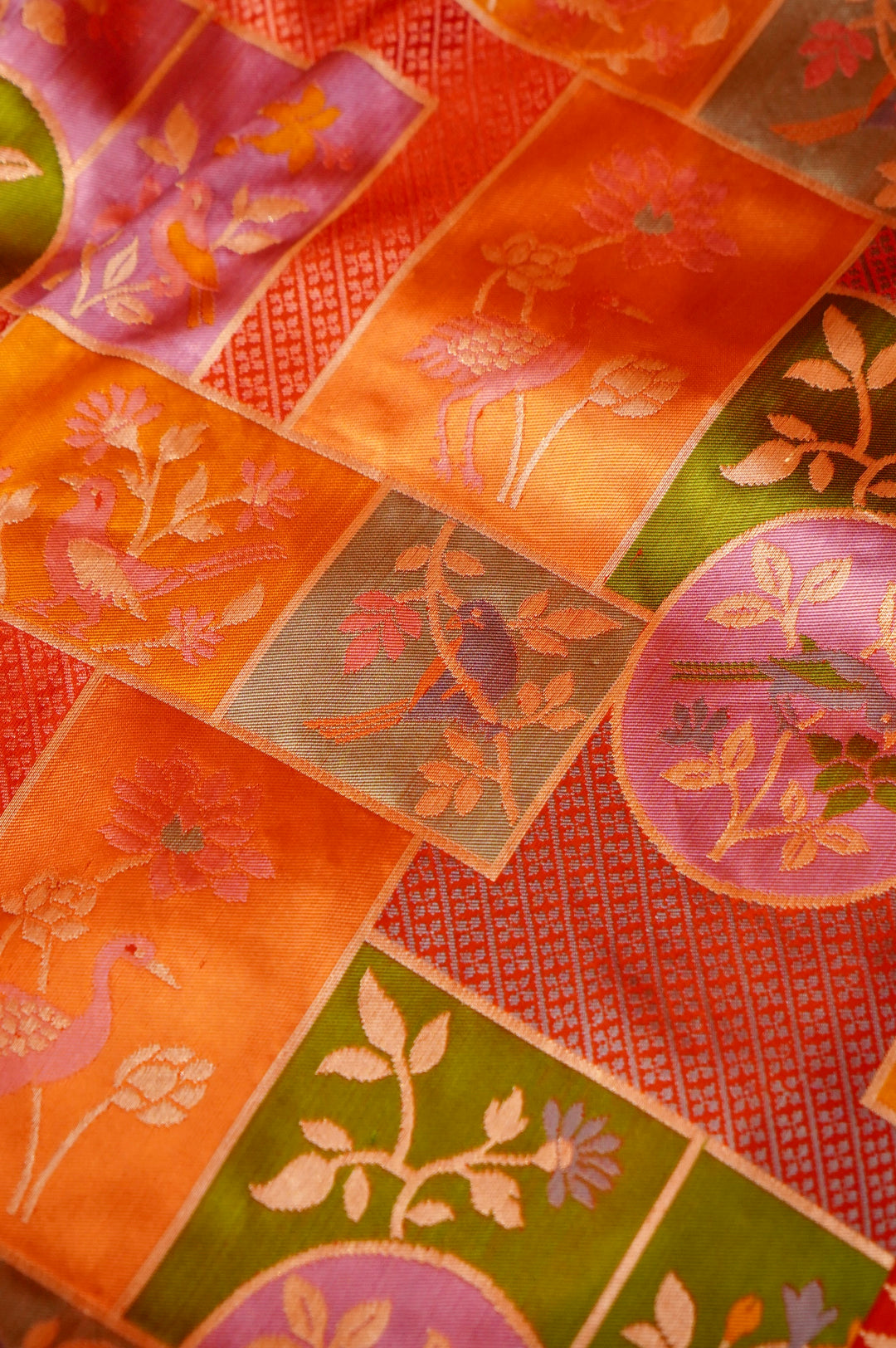 Handwoven Rangkat Banarasi Pure Katan Silk Birds Motif Saree