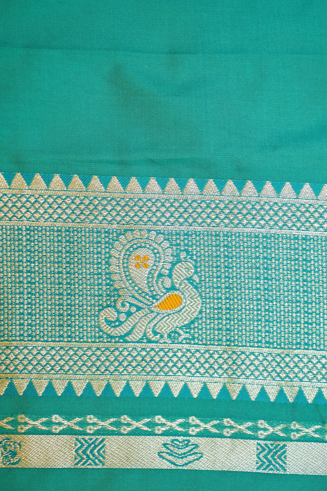 Mustard Yellow Soft Silk Kanjivaram Inspired Bird Motifs Saree with Contrast Border Pallu