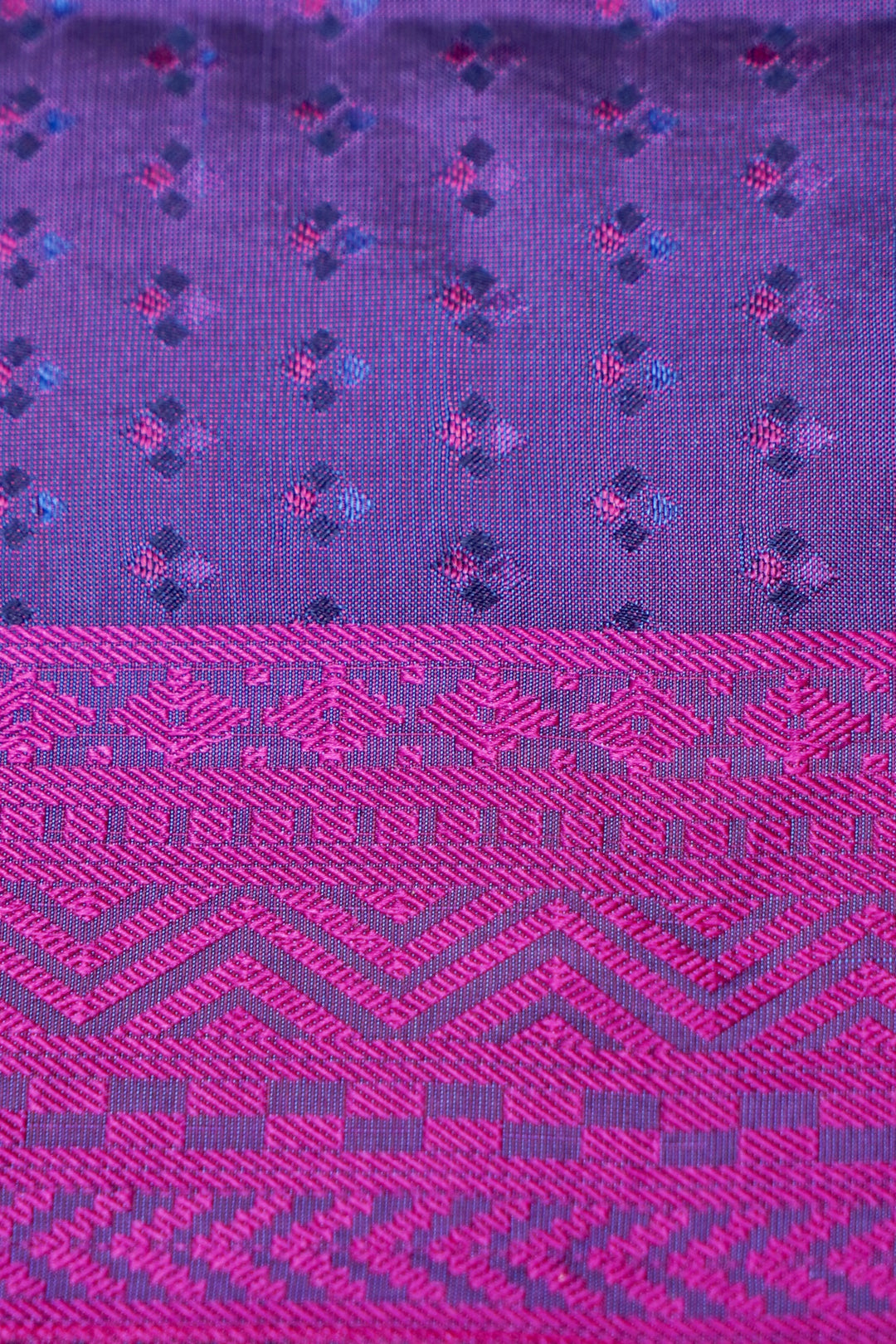 Purple Handwoven Pure Banarasi Tanchoi Silk Saree