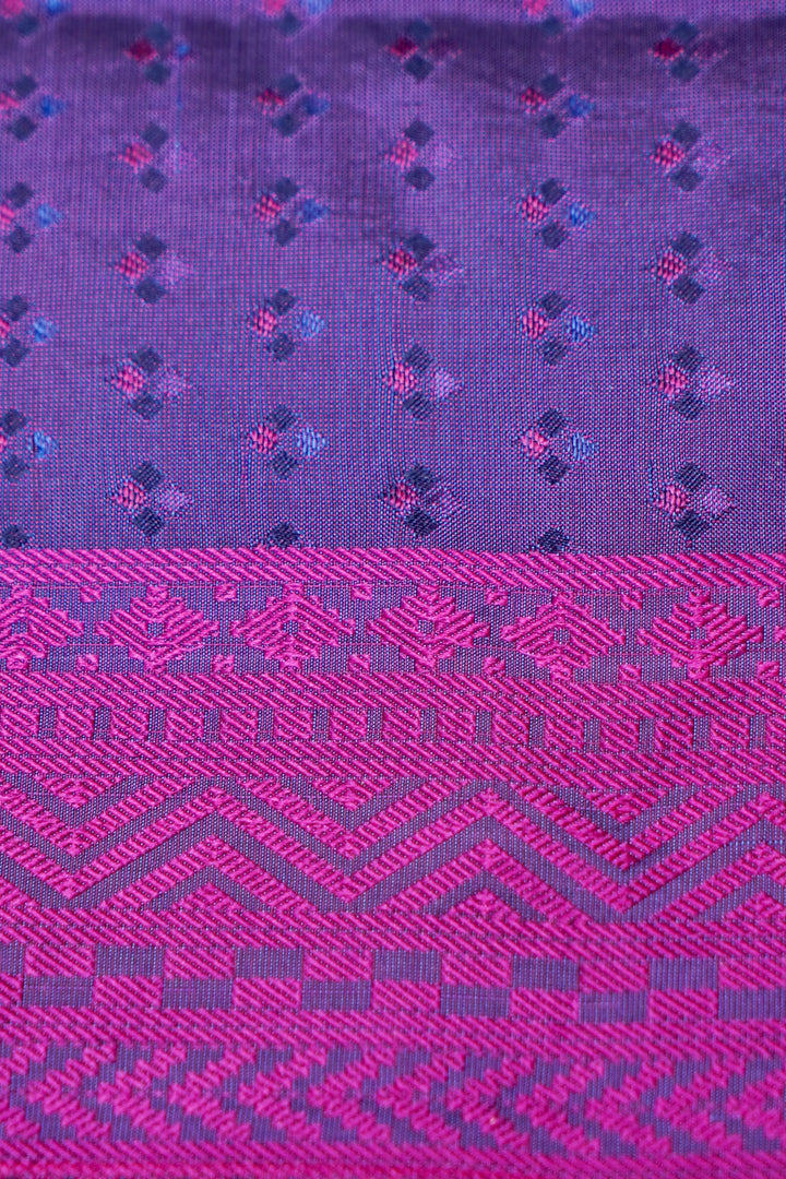 Purple Handwoven Pure Banarasi Tanchoi Silk Saree