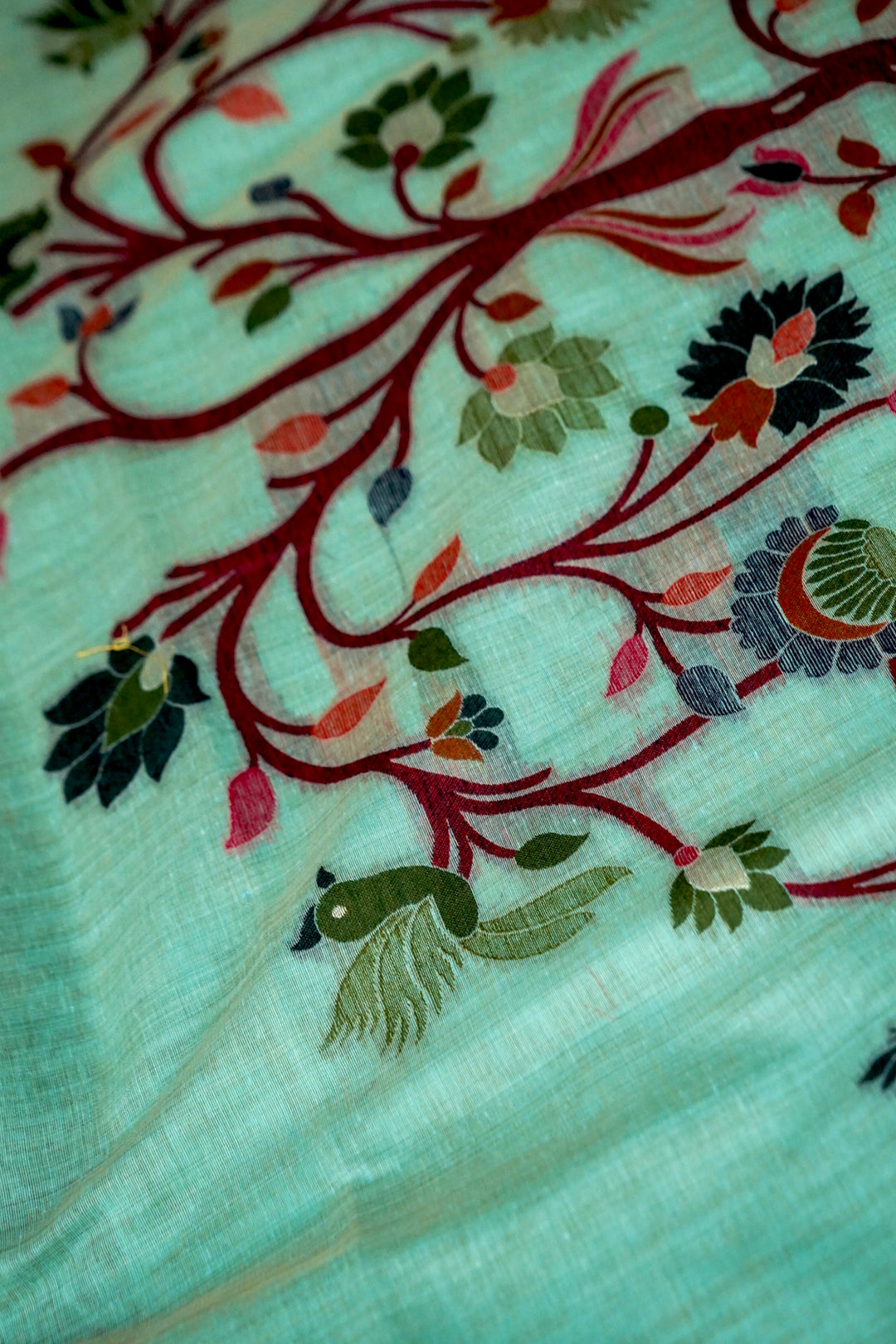 Graceful Sea Green Cotton Silk Saree with Zari Bootidar Weave Jamdani Inspired Pallu View 5