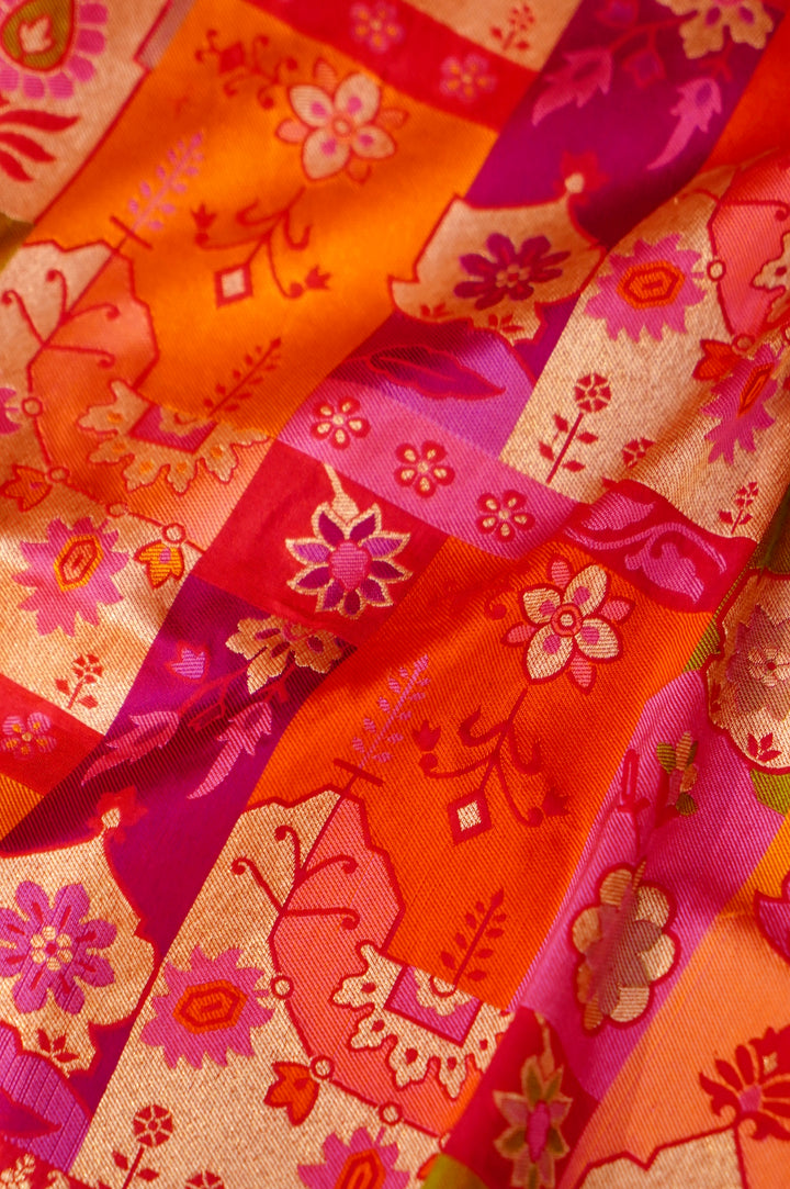 Navrang Tara – Handwoven Rangkat Banarasi Pure Katan Silk Saree