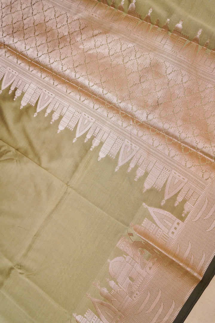 Olive Heritage Banarasi Modal Silk Ghat Design Saree View 2
