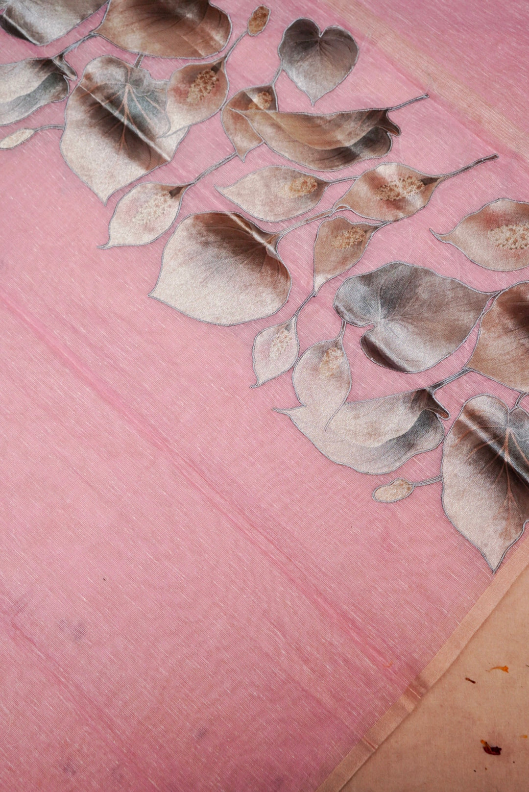 Pink Pure Chanderi Tissue Silk Suit with Applique Work and Dupatta
