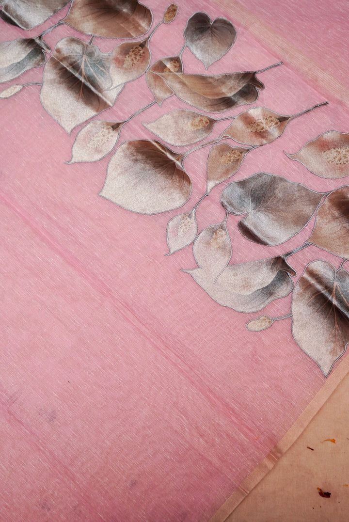 Pink Pure Chanderi Tissue Silk Suit with Applique Work and Dupatta