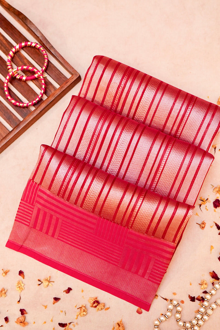 Pink Pure Organza Silk Saree with Brocade Organza Body and Silk Border