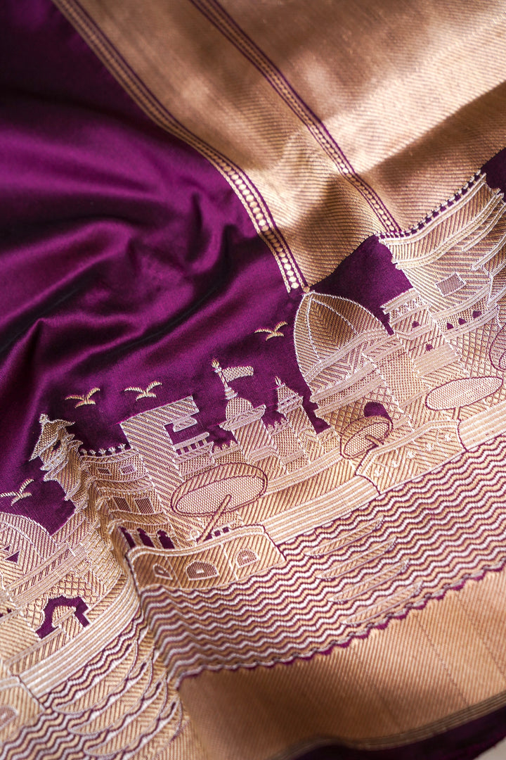 Pure Banarasi Katan Silk Handloom Kadwa Ghat Saree