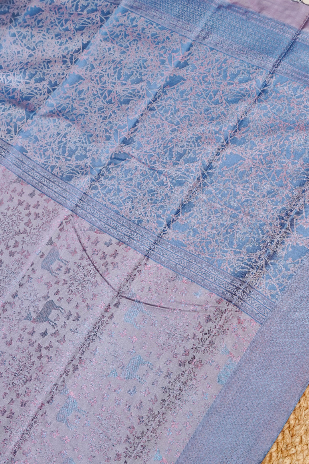 Mauve Handwoven Pure Banarasi Tanchoi Silk Saree