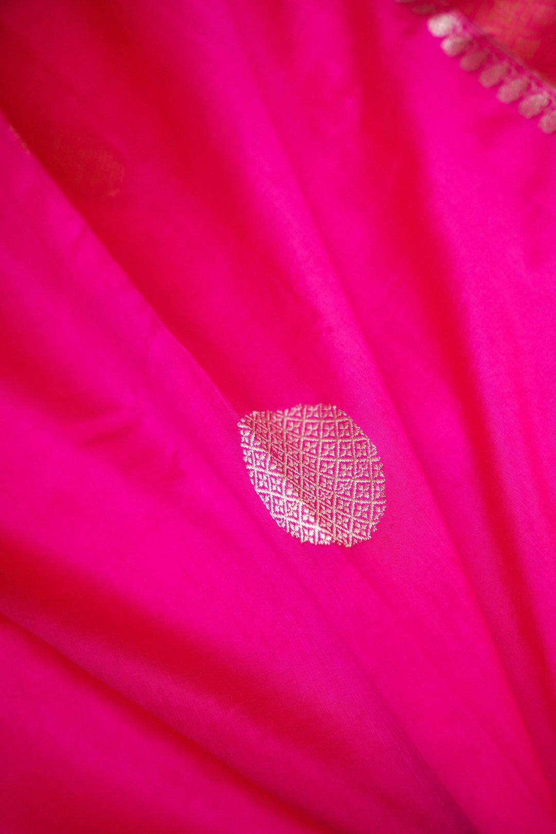 Pink Pure Katan Silk Saree with Gola Boota &amp; Heavy Pallu