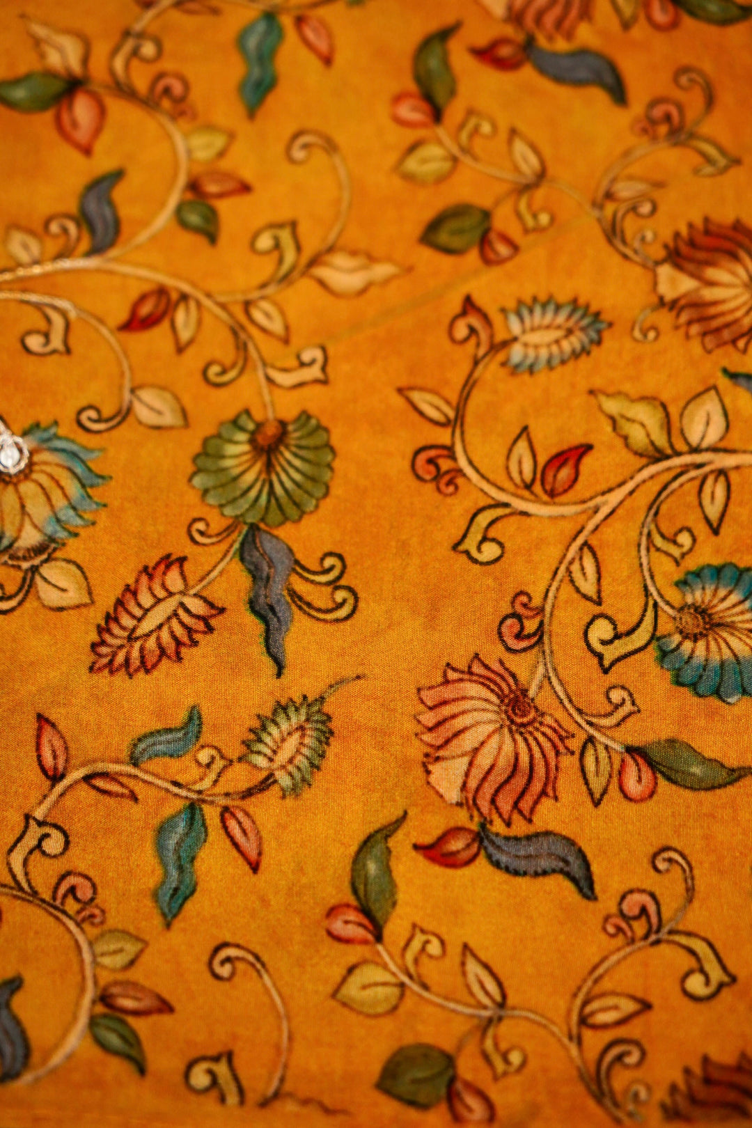 Vibrant Yellow Crepe Silk Saree with Floral Prints for Haldi Ceremony