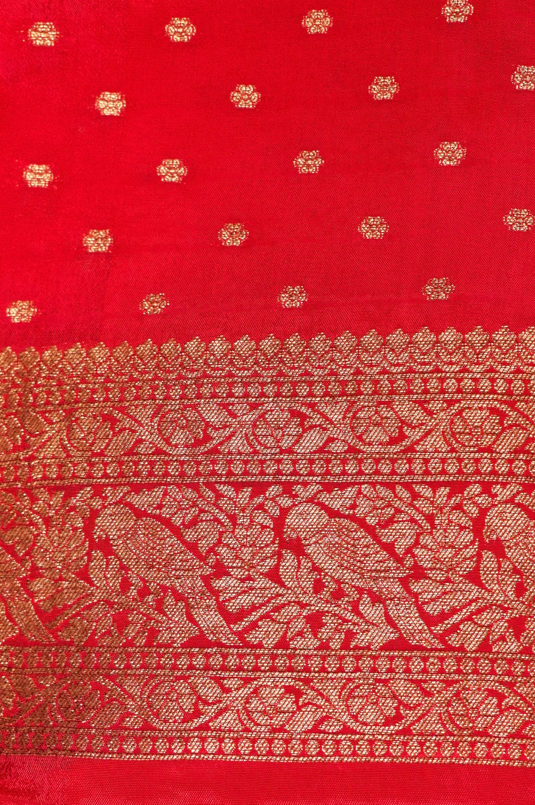 Pichwai Inspired Peach Pure Chinon Georgette Bridal Wear Saree