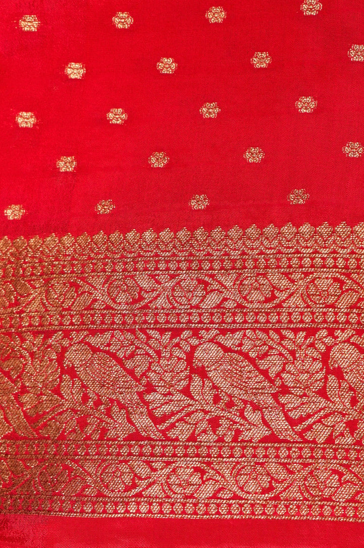 Pichwai Inspired Peach Pure Chinon Georgette Bridal Wear Saree