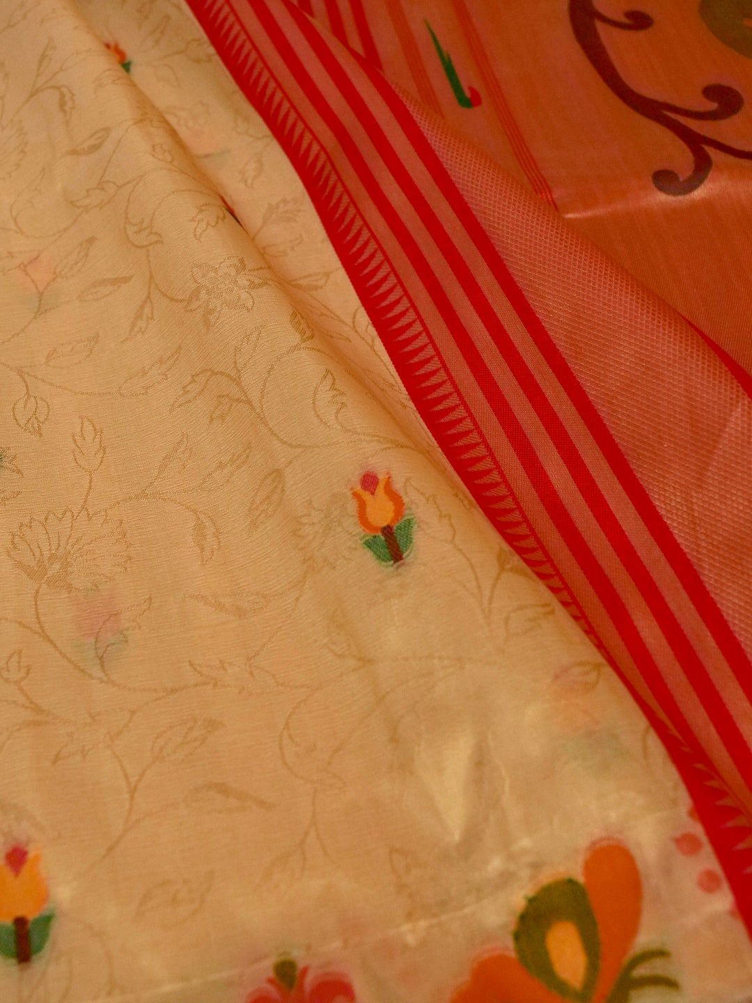 Banarasi Paithani Tissue Silk Saree with Traditional Border and Rich Pallu