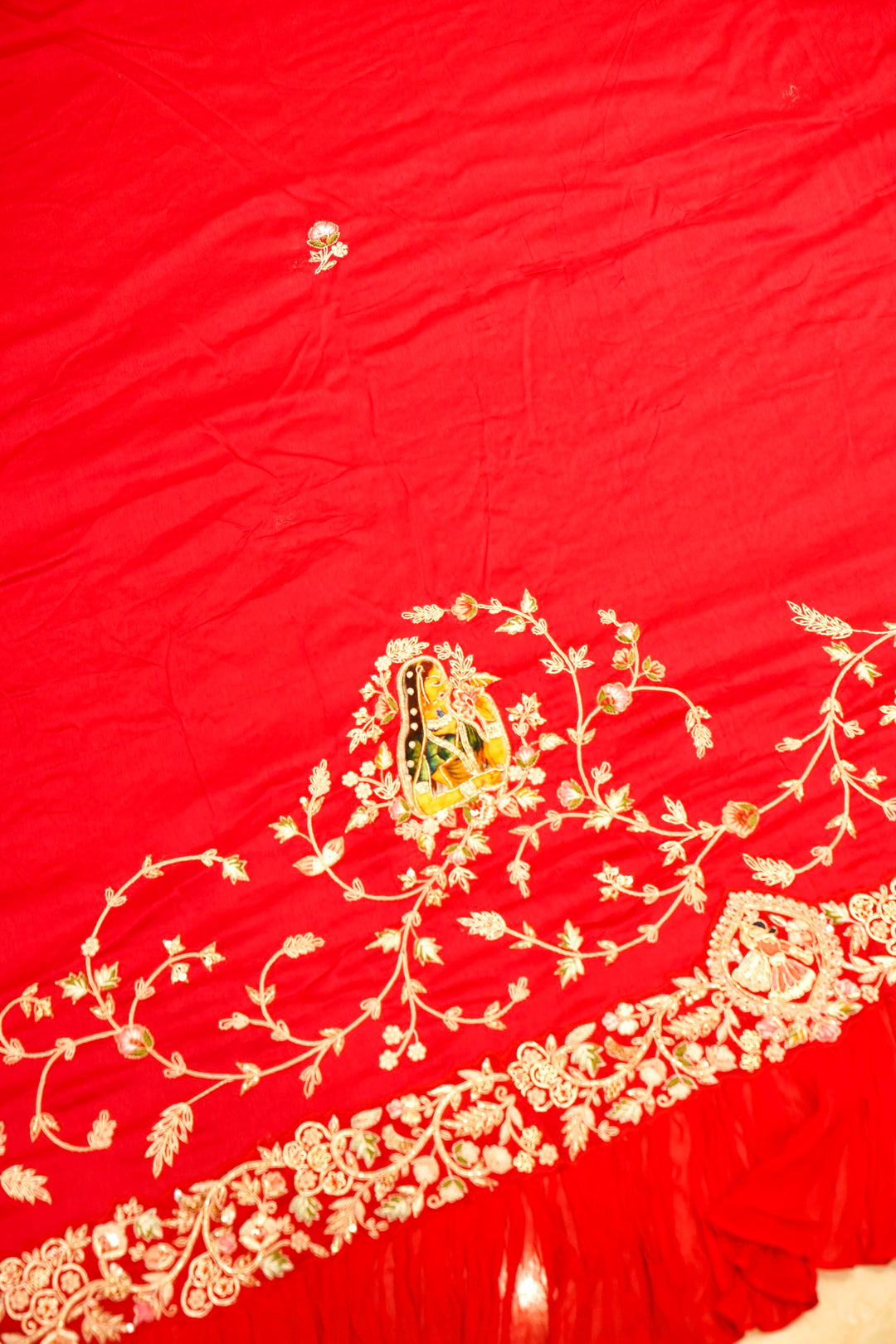 Designer Pure Banarasi Khaddi Bandhej Saree with Hand Zardozi Work