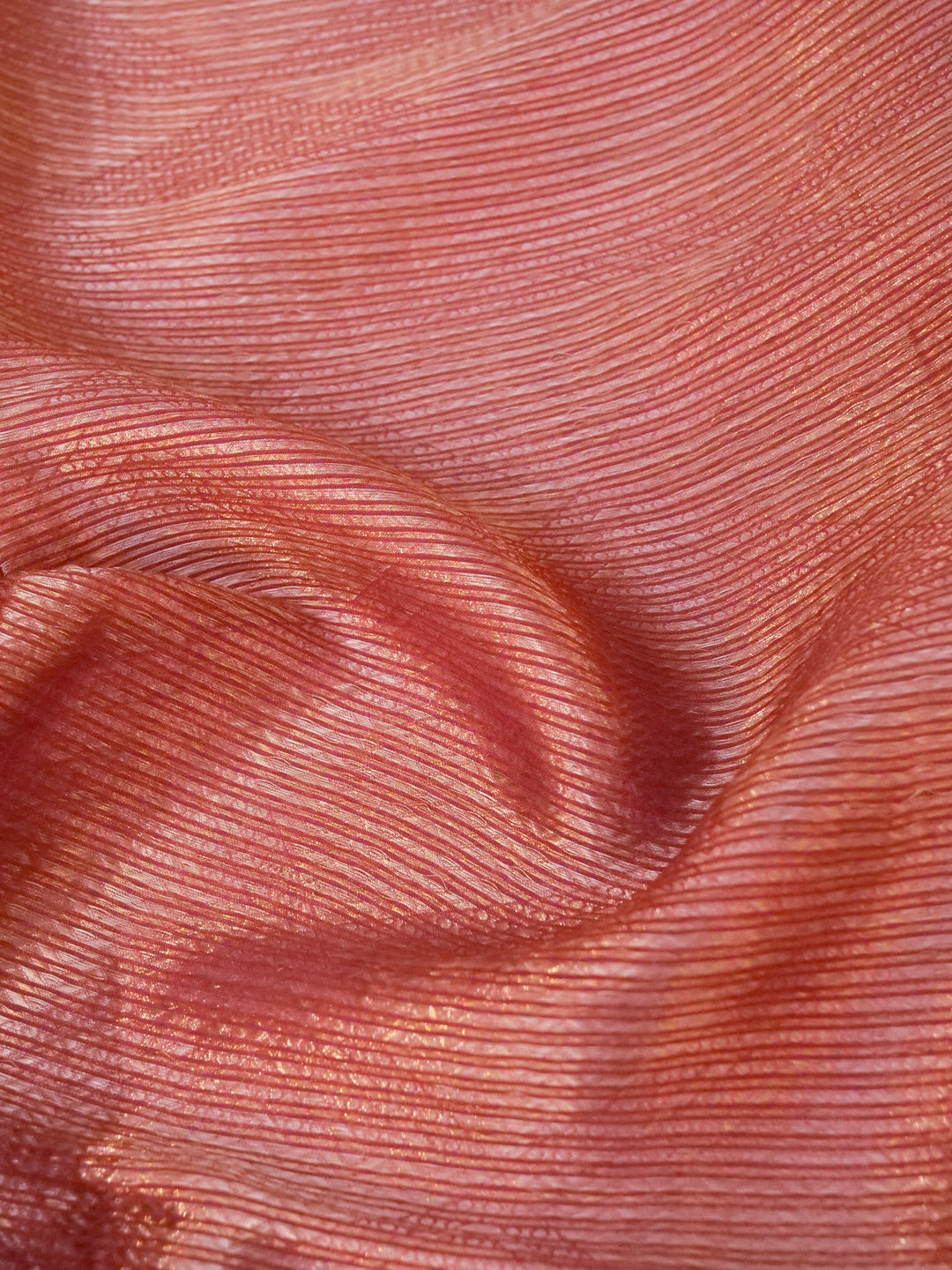 Onion Pink Sabyasachi Inspired Tissue Silk Saree with Silver Tissue Embroidery Blouse View 4