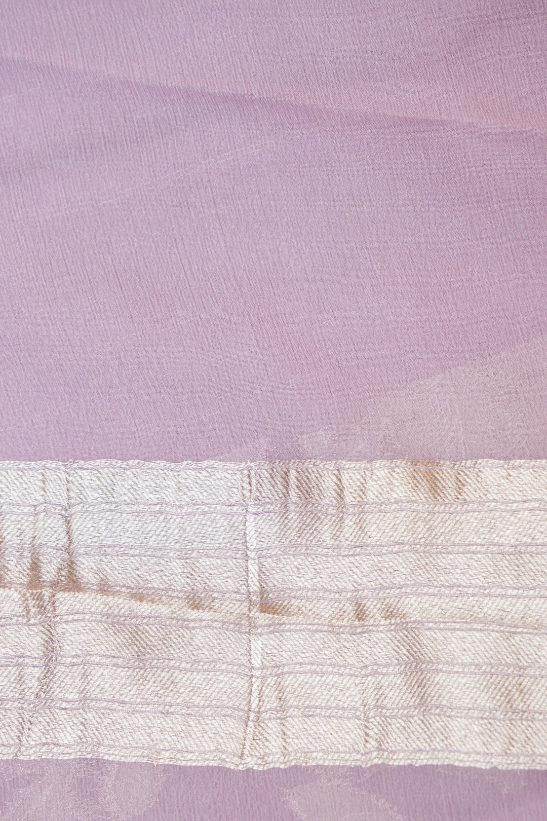 Lavender Pure Georgette Saree with Zari Weave Jangla Design
