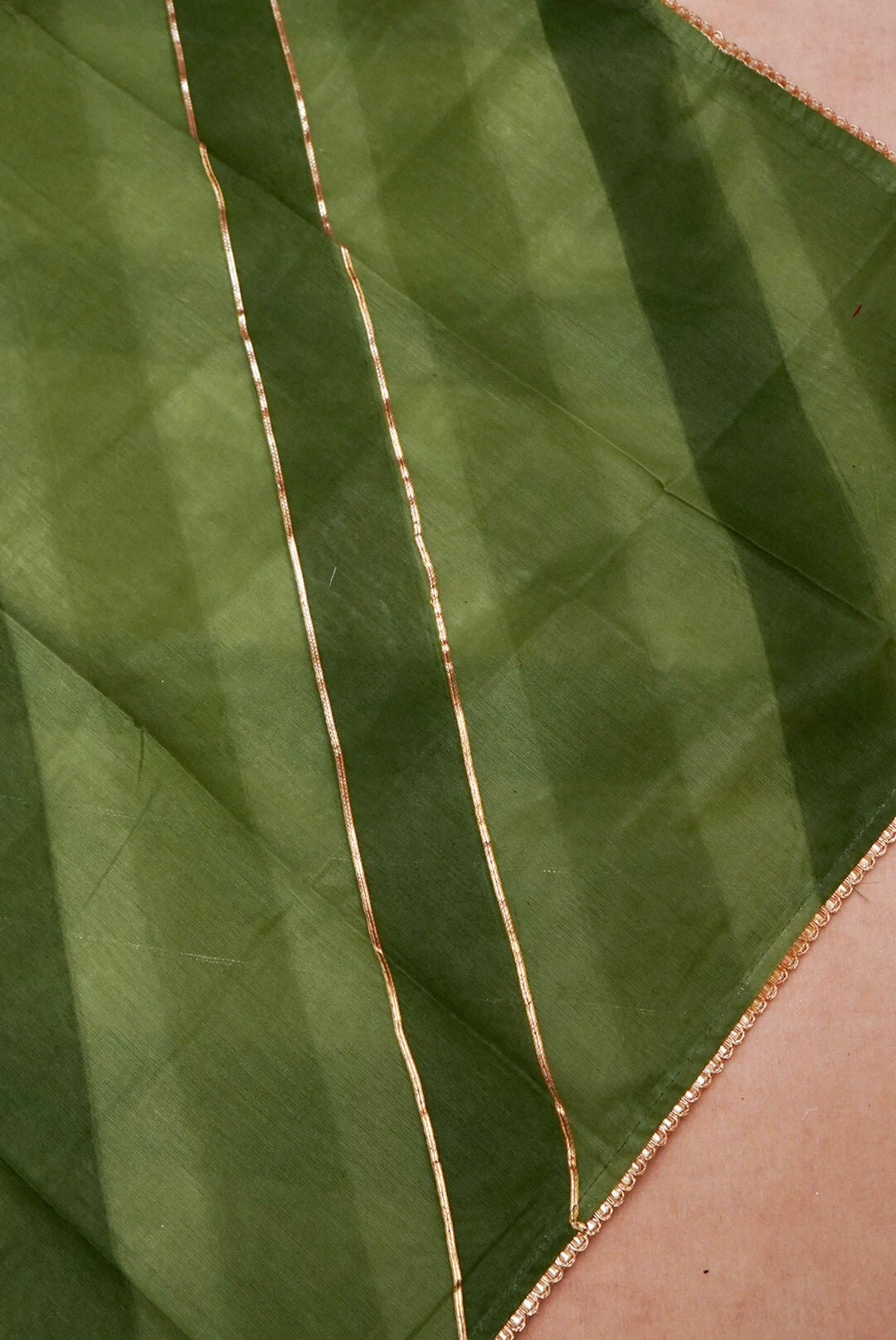 Green Chanderi Silk Suit with Zardozi Embroidery and Gotta Lace Work Dupatta