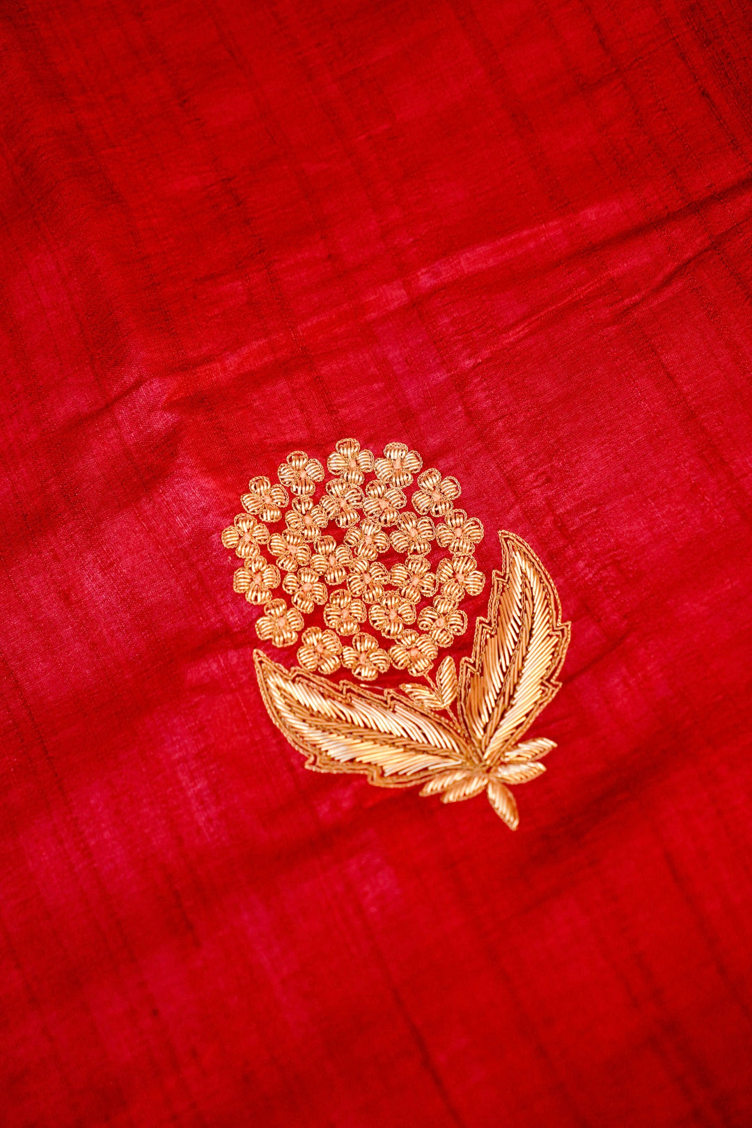 Regal Dark Magenta Handloom Tussar Silk Hand Zardozi Embroidery Saree