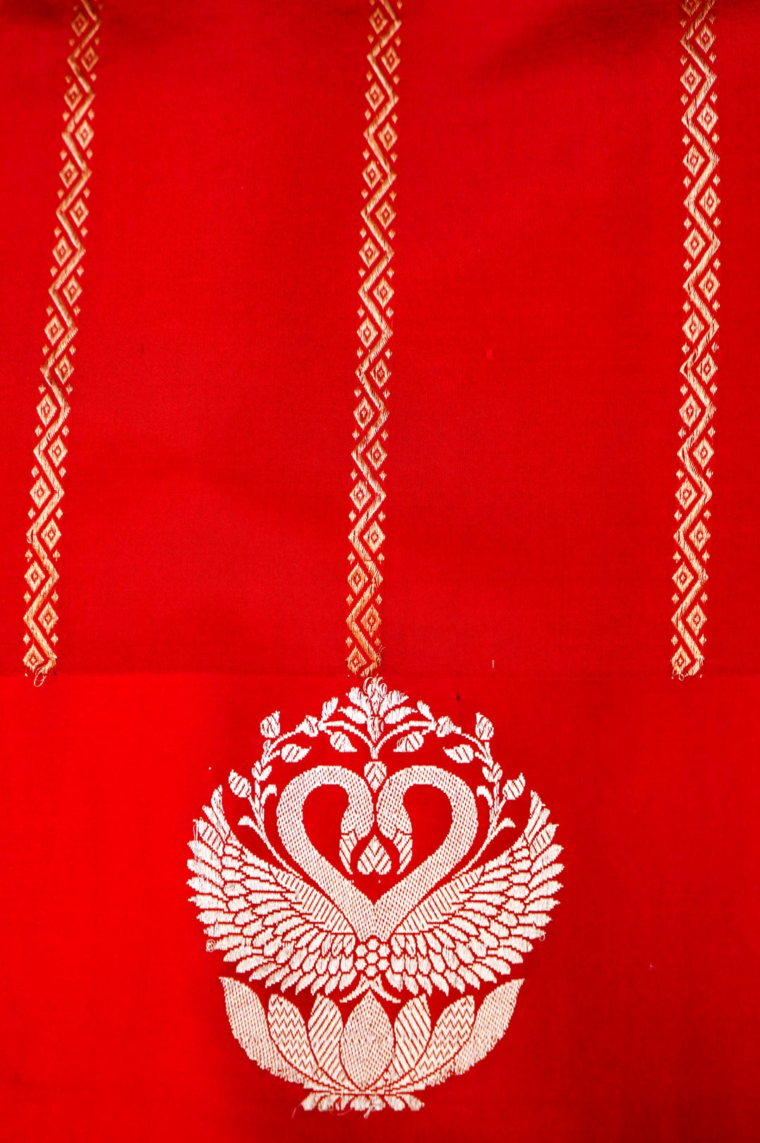 Raw Mango Bridal Splendor – Handwoven Banarasi Pure Katan Silk Saree with Birds Motif Border