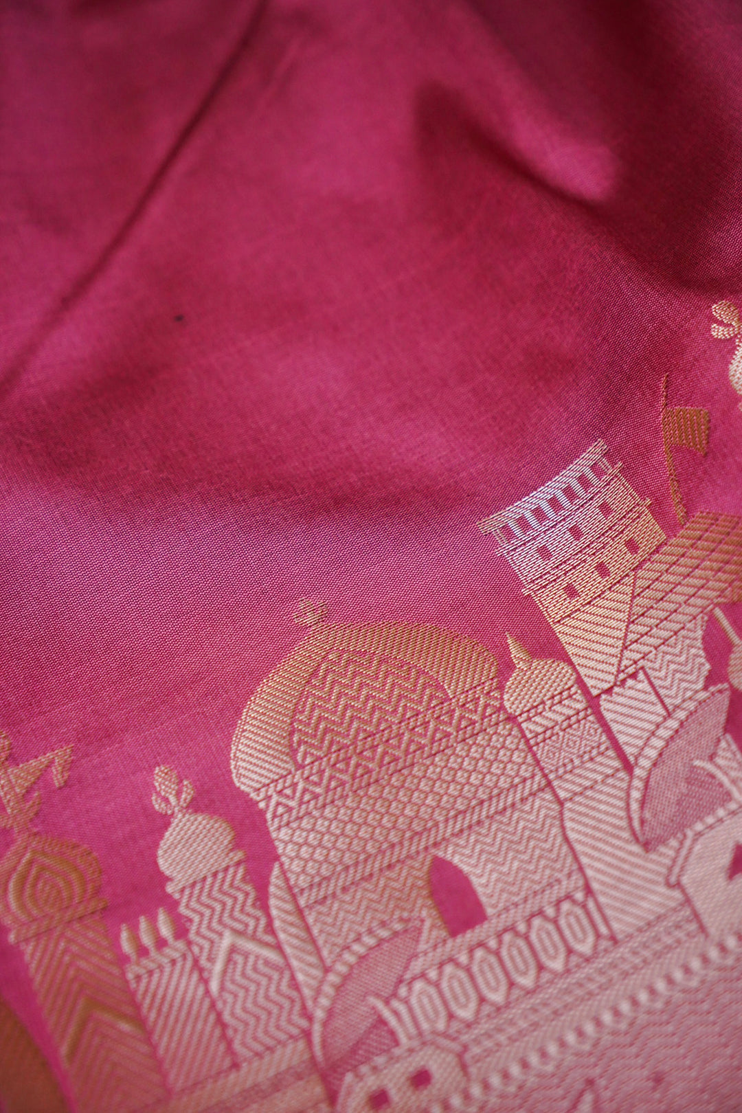 Rose Whisper Soft Pink Banarasi Modal Ghat Design Silk Saree View 4