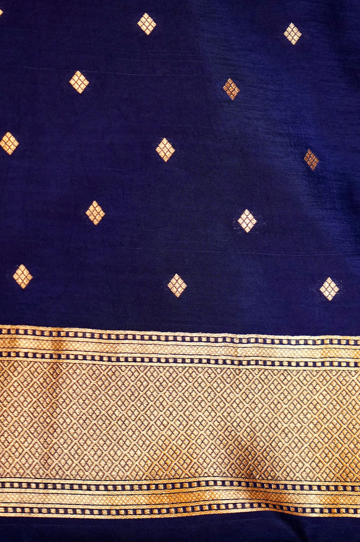 Dark Blue Organza Saree with Elegant Satin Silk Border
