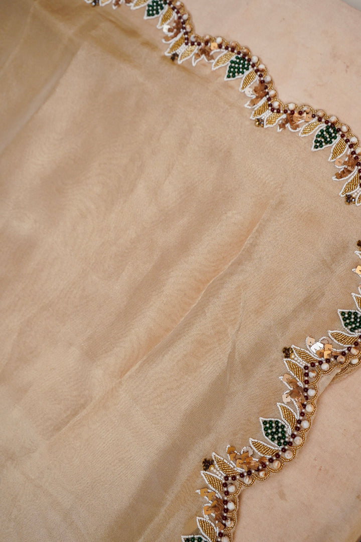 Golden Glamour Pure Crepe Tissue Saree with Statement Blouse View 4