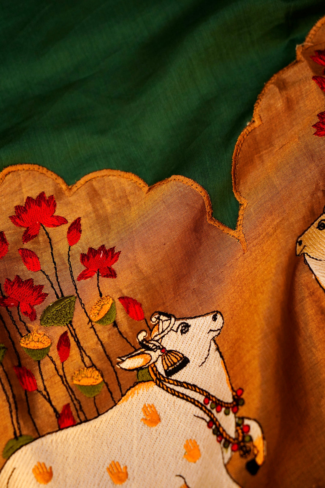 Regal Green Chanderi Silk Suit Zardozi & Pichwai Embroidered Royal Ensemble