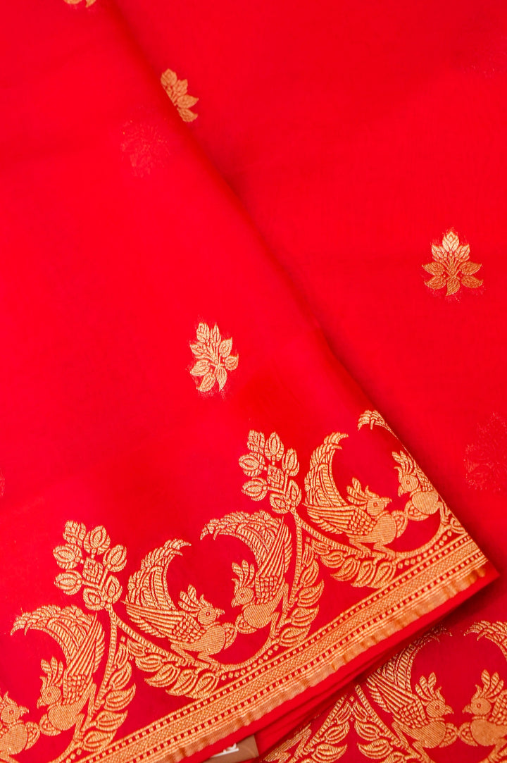 Bridal Pink Organza Saree with Opulent Satin Silk Border