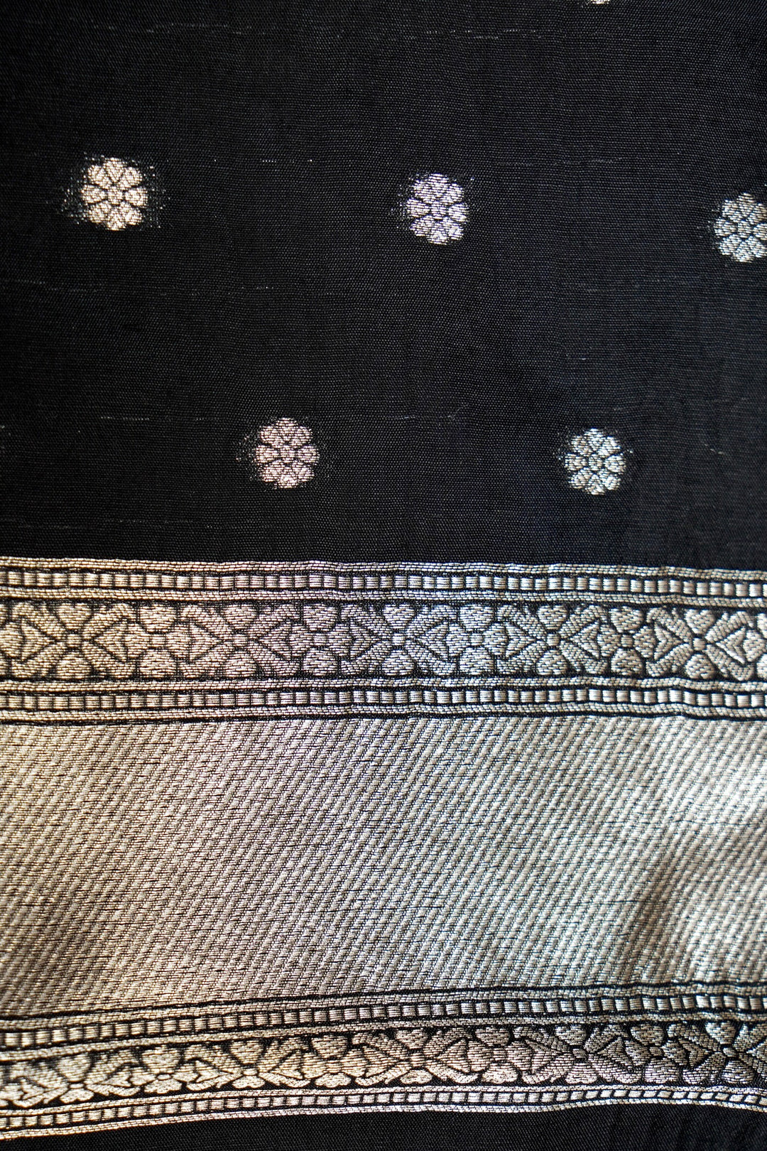 Black Pure Banarasi Crepe Tissue Saree with Contemporary Design Pattern