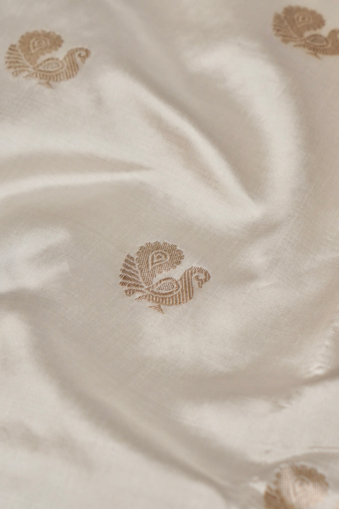 Handwoven Banarasi Pure Puna Silk Saree with Zari Woven Peacock Motifs