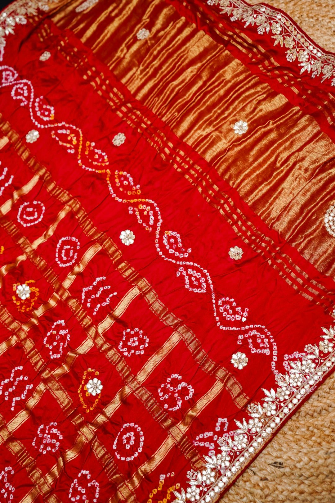 Laal Shringar Chunari Pure Modal Gajji Dupatta with Gota Hand Embroidery View 2