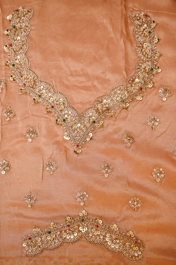 Rose Gold Sona Rupa Glow Designer Tissue Silk Embroidery Saree View 7