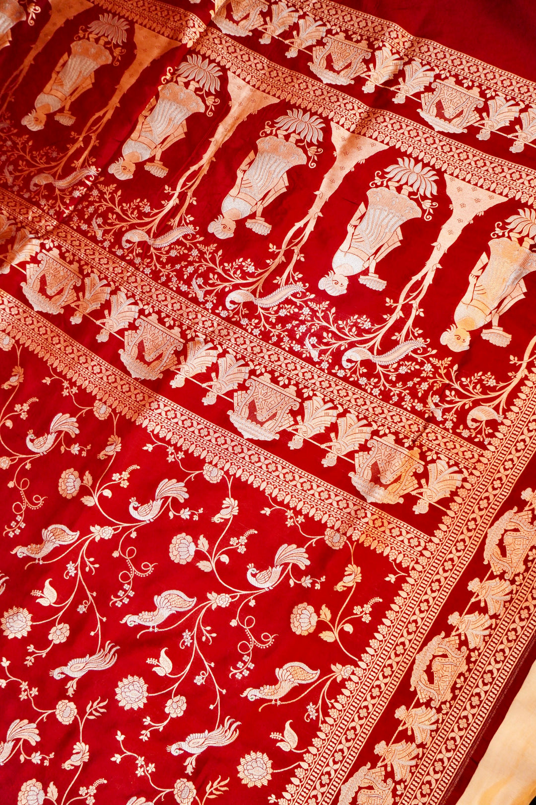 Bridal Maroon Pure Handloom Banarasi Katan Silk Baraat Inspired Saree