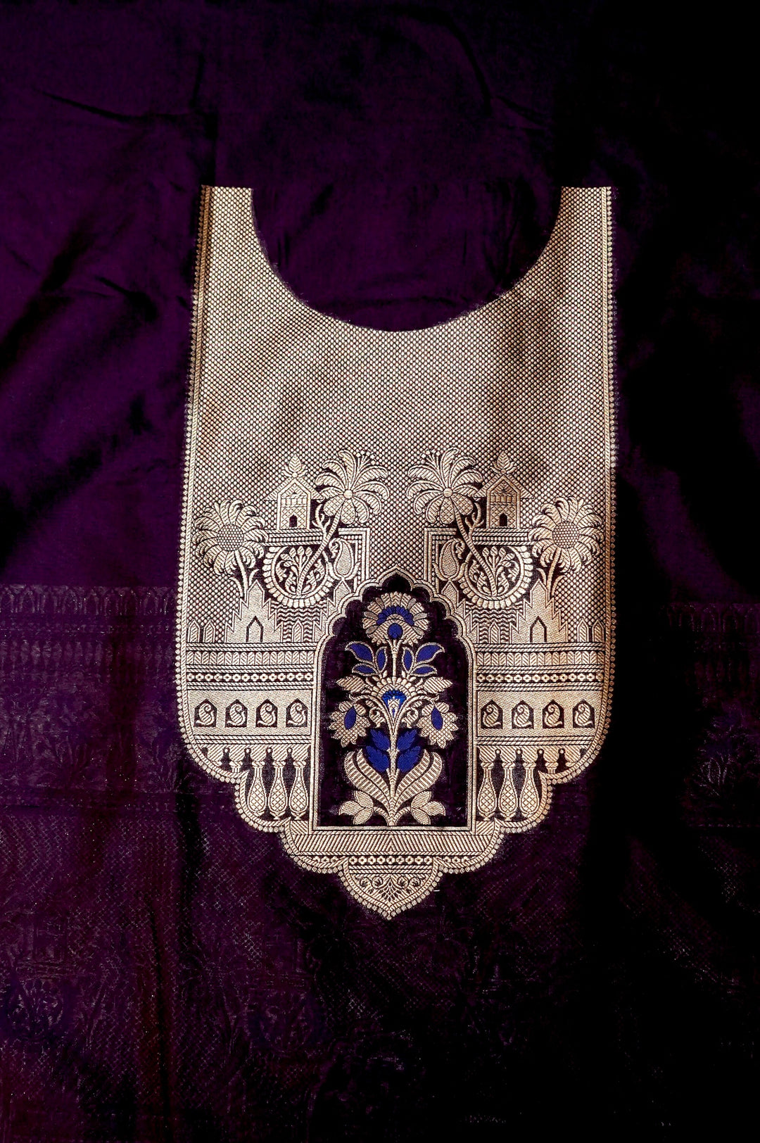 Dark Purple Modal Silk Co-Ord Set with Gold Zari Weaving