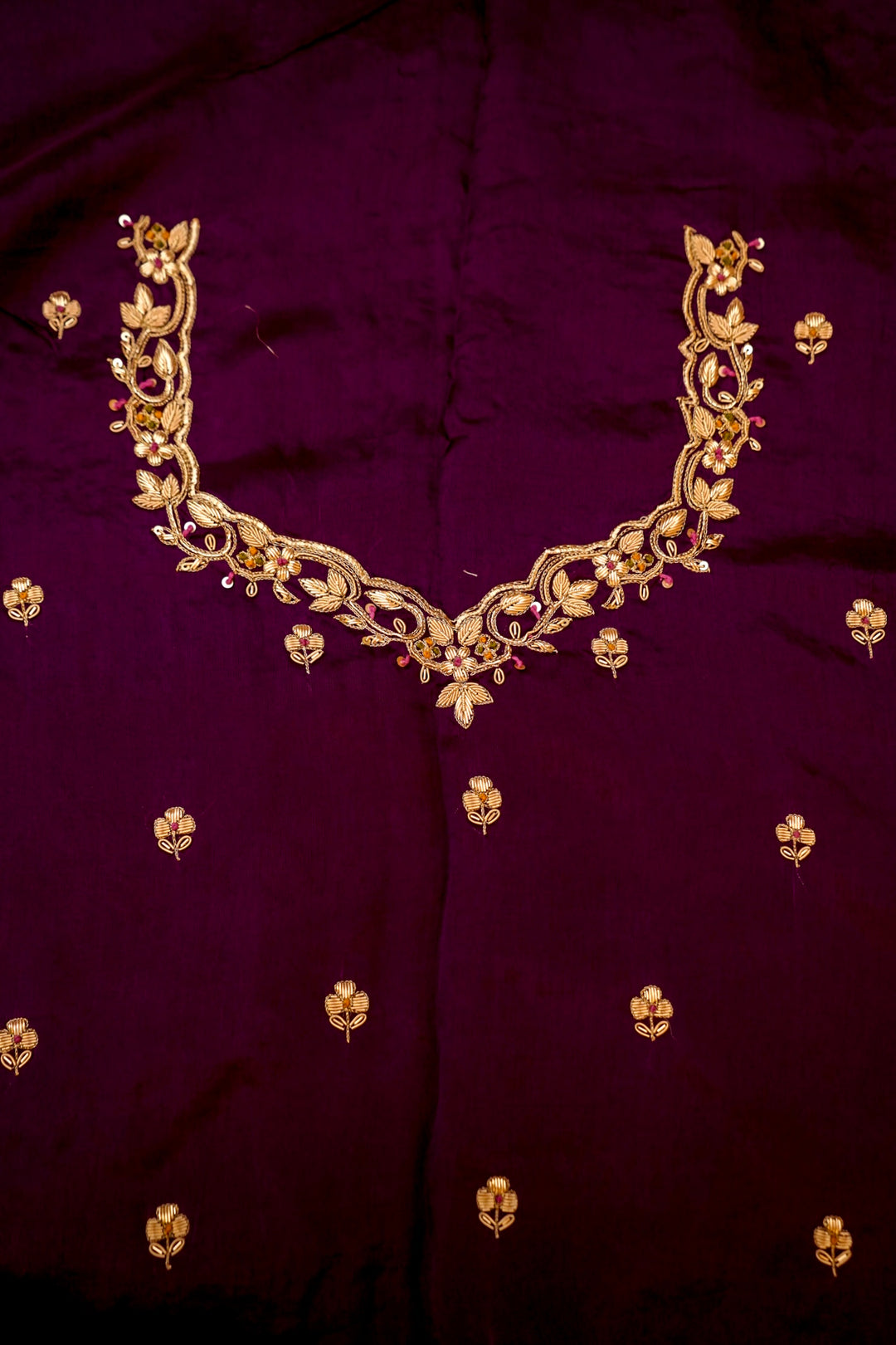 Plum Purple Pure Organza Silk Weaving Saree with Hand Zardozi Embroidery View 7