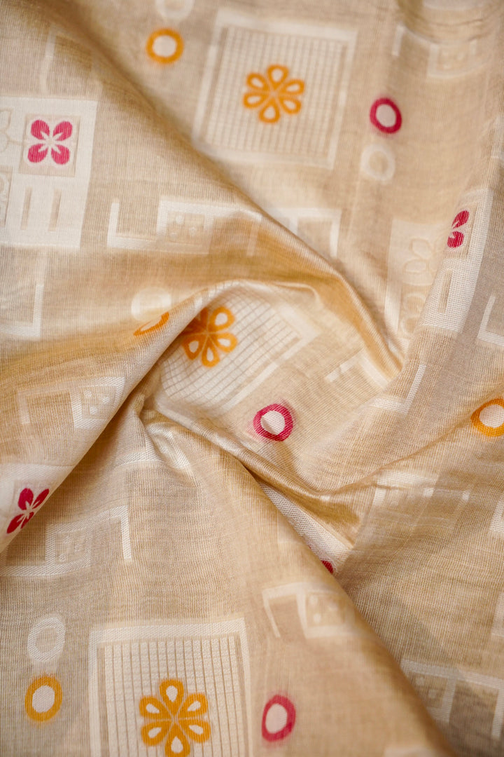 Off White Woven Suit Set with Contemporary Geometric Weave